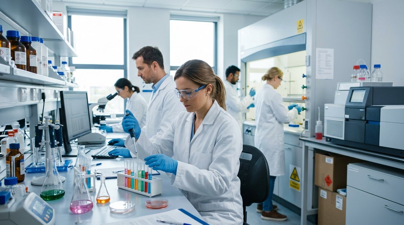 Pharma: scientists working in a laboratory